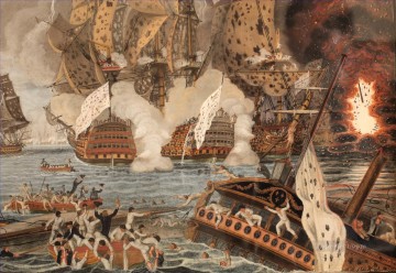 Landscapes Painting - Combat naval 12 avril 1782 Dumoulin Naval Battle